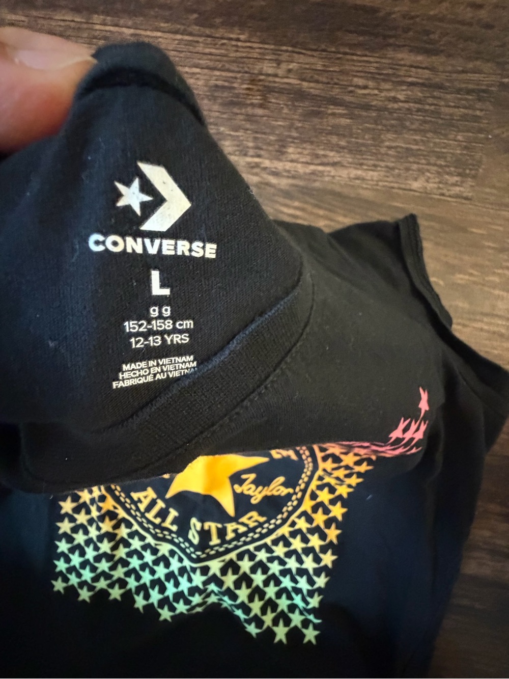 Converse girls Black Rainbow Logo Tee - Picture 2 of 3